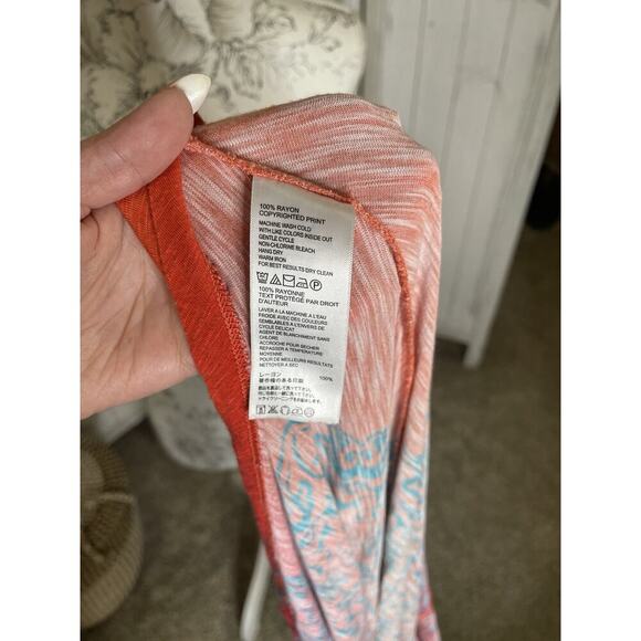 Tommy Bahama Dress Womens Large Fitted Hombre Red Orange Maxi - Picture 4 of 7